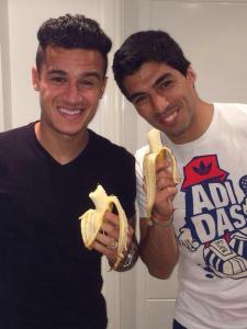 Liverpool's Philippe Coutinho and Luis Suarez